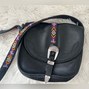 Beaded and buckled leather Bag